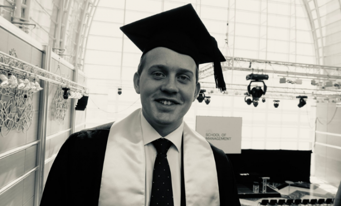 Victor Rokkedal Dyrnes at his UCL School of Management graduation
